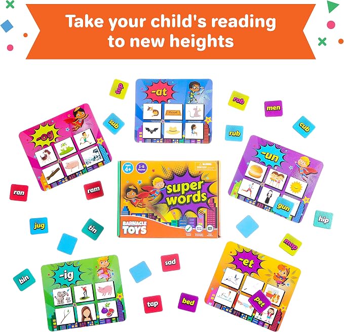 Super Words - CVC Word Builders, Phonics Games, Rhyming Words Game for Kids, Kindergarten Learning Games, Match it Puzzles for Toddlers, Learn to Read Game, CVC Words for Kindergarten Activities - Image 8