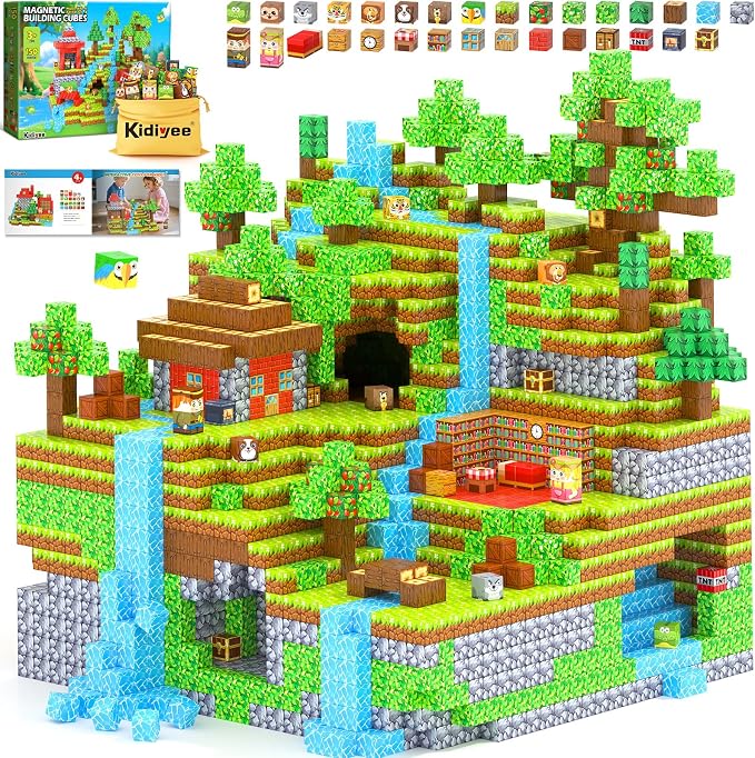150PCS Magnetic Blocks - Mine Magnet World Forest Animal Set, Magnet Toys Games for Kids Ages 4-6 6-8 8-12, Magnetic Building Blocks for Boys & Girls, STEM Montessori Sensory Toys for Kids Ages 3+ by MineMagnetWorld