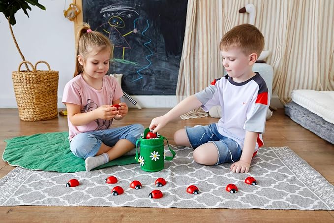 Counting Ladybugs - Montessori Wooden Counting Toy for Girls 3 4 5 Year Old - Ladybug Learning Toys for Toddlers - Preschool Kids Toys for Number Matching, Sorting & Fine Motor Skills - Lady Bug Gifts - Image 5