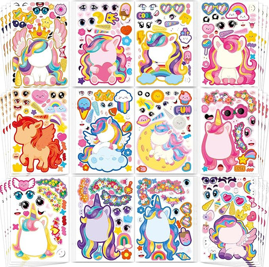 Unicorn Stickers 48 Sheets Make A Face Stickers for Kids Toddlers Unicorn Party Favors Birthday Decorations Crafts Gifts for Classroom Party Supplie Essentials Preschool Kindergarten