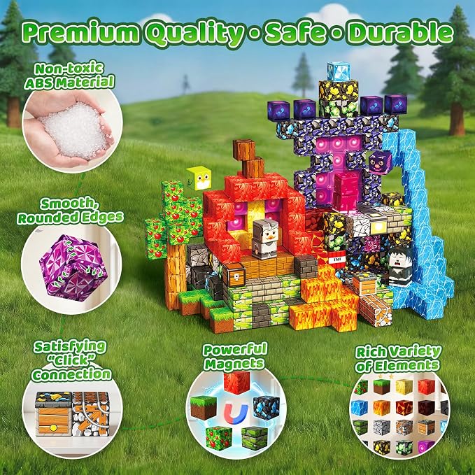 300PCS Magnetic Blocks, STEM Educational Magnet Building Cubes - Image 4
