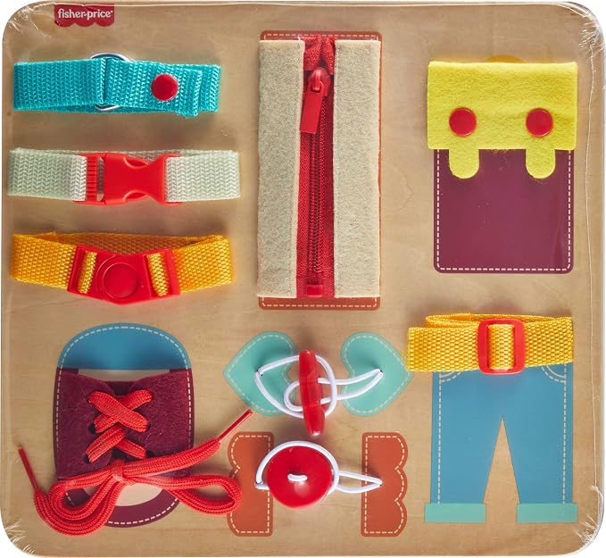 Fisher-Price Wood Montessori Dressing Board Busy Activity - Image 6