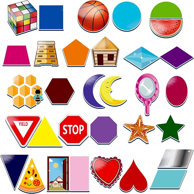 32 Shape and Color Magnets with Real World Objects for Comparison & Associative Memory, Perfect for Preschool Learning - Image 3