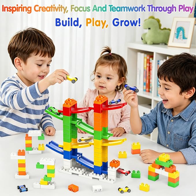 DIY Building Blocks Car Ramp Race Track Toy for Boys Ages 3+, STEM Gift - Image 2
