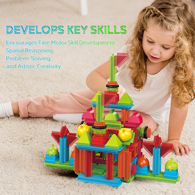 Contixo 244 pcs Bristle Shape 3D STEM Building Toys, Construction Learning Stacking Educational Block, Creativity Beyond Imagination, Inspirational, Safe & Durable, Recreational Toy for Kids Ages 3-8 - Image 4