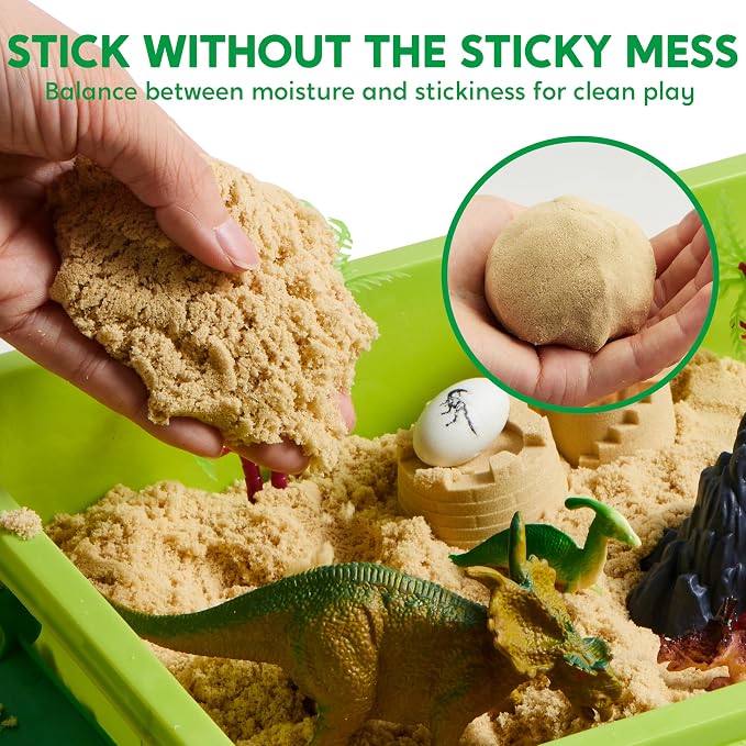 JOVA Klever Kits Dinosaurs Sensory Bin Toys for Kids with Glow in The Dark Dinosaurs, Sandbox with Lid Sand, Preschool Learning Activities Gifts for Boys Girls Age 3+ - Image 4