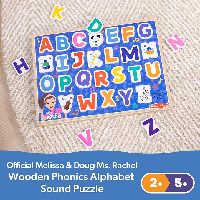 Melissa & Doug® Ms. Rachel™ Wooden Phonics Alphabet Sound Puzzle with Light-Activated Sound Effects, 26-Piece Toddler Toys for Boys and Girls Ages 2+ Years - FSC Certified - Image 9
