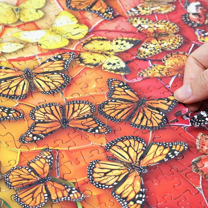 Think2Master Colorful Rainbow of Butterflies & Stained Glass 1000 Pieces Large Format Jigsaw Puzzle for 13+, Teens, Adults & Families. Beautiful Vibrant Illustration Artwork Size: 26.8” X 18.9” - Image 2