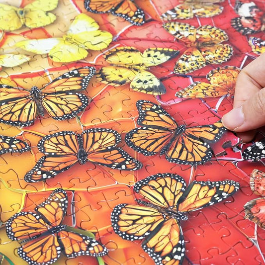 Think2Master Colorful Rainbow of Butterflies & Stained Glass 1000 Pieces Large Format Jigsaw Puzzle for 13+, Teens, Adults & Families. Beautiful Vibrant Illustration Artwork Size: 26.8” X 18.9” - Image 2