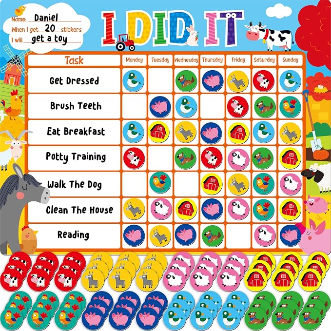 Magnetic Reward Chart, One Chart & 72 Magnetic Reward Magnets by SpriteGru