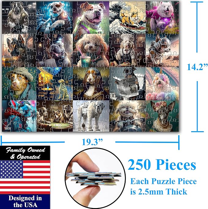 Think2Master Funny Dogs 250 Pieces Jigsaw Puzzle Featuring heartwarming Puppies and Dogs. Puzzle for Adults, Teens & Families. Great Gift. Size: 14.2” X 19.3” - Image 2