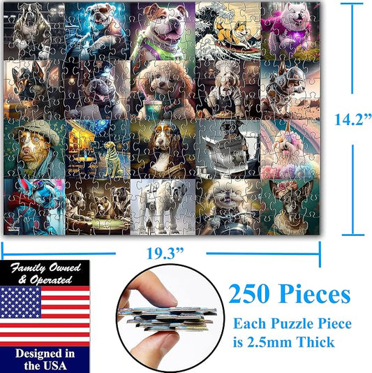 Think2Master Funny Dogs 250 Pieces Jigsaw Puzzle Featuring heartwarming Puppies and Dogs. Puzzle for Adults, Teens & Families. Great Gift. Size: 14.2” X 19.3” - Image 2