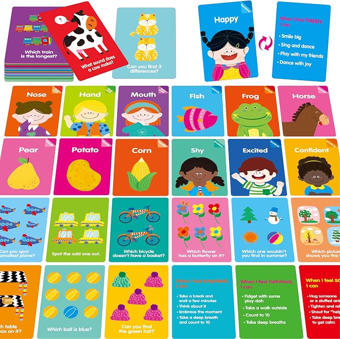 144 PCS Early Learning Flashcards,Double-Sided Cards—Alphabet,Numbers, Foods, Animals, Shapes, Colors, Home Objects, Speech Therapy Toys, Learning Tool for Kindergarten, Toddlers, Preschool Activities by SpriteGru