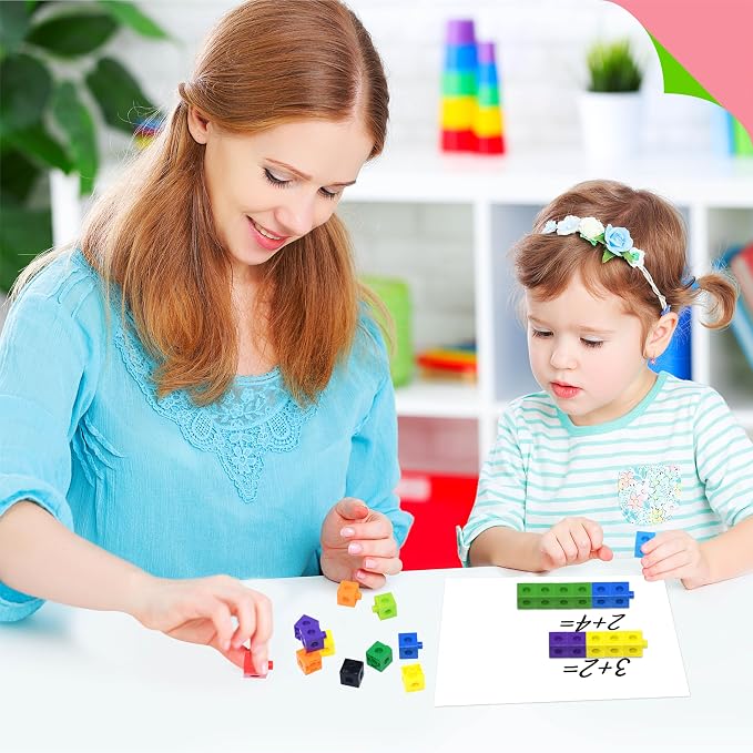 SpriteGru Math Linking Cubes, Set of 100 Math Cubes Manipulative Connecting and Counting Snap Blocks for Early Math and Construction, Educational Toy for Preschool, Kindergarten, Homeschool - Image 7