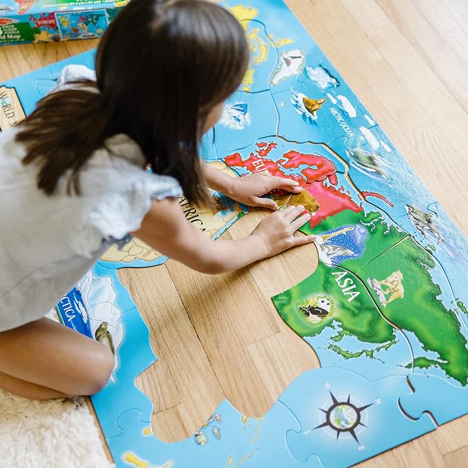 Melissa & Doug World Map Jumbo Jigsaw Floor Puzzle (33 pcs, 2 x 3 feet) - Image 5