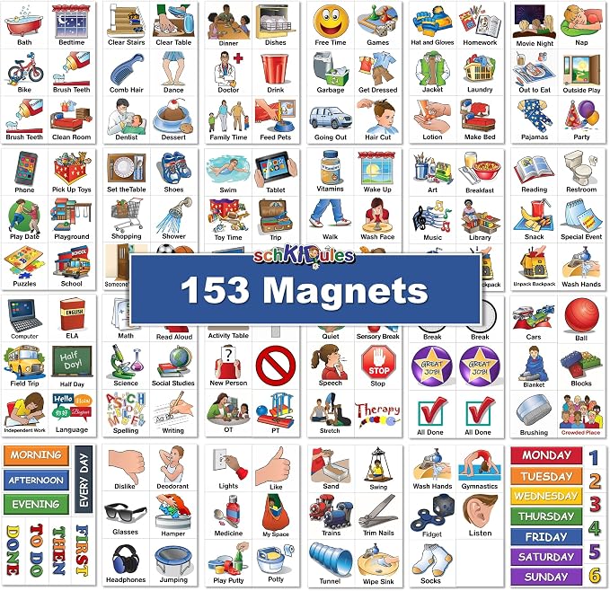 153 pc Daily Visual Schedule Magnets for Kids-Create Healthy Routines, Reminders, Kids Calendars, Chore Charts & Behavioral Supports for Kids who Thrive on visuals, Type A Toddlers, Autism & ADHD - Image 4