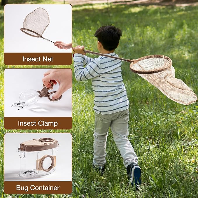 ROBOTIME Kids Explorer Kit, Outdoor Bug Catcher Kit for Kids with Magnifying Glass & Butterfly Net, Fun Bug Catching Kit for Backyard & Camping, Bug Catcher for Boys & Girls 3-12 - Image 3
