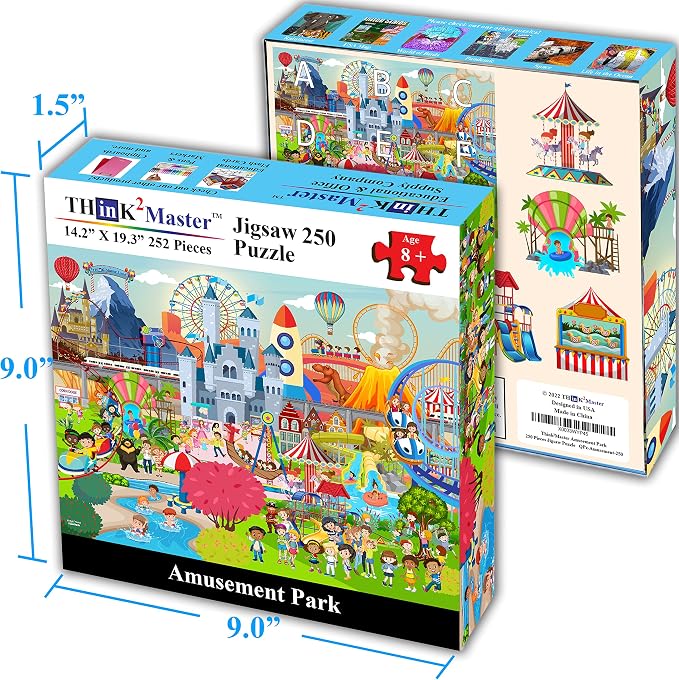 Think2Master Amusement Park 250 Pieces Jigsaw Puzzle. Great Gift. Large Pieces. Size: 14.2” X 19.3” - Image 5