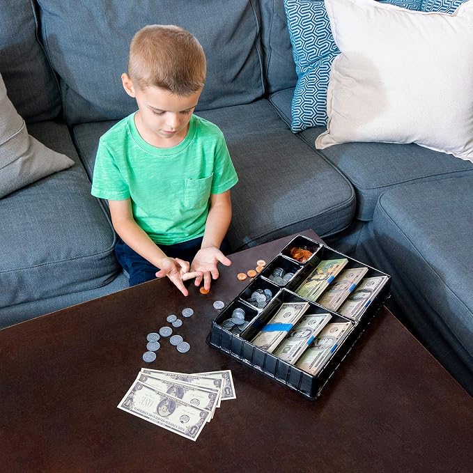 Play Money Set for Kids - Includes: Bills, Coins, Credit Card and Checkbook - Image 5