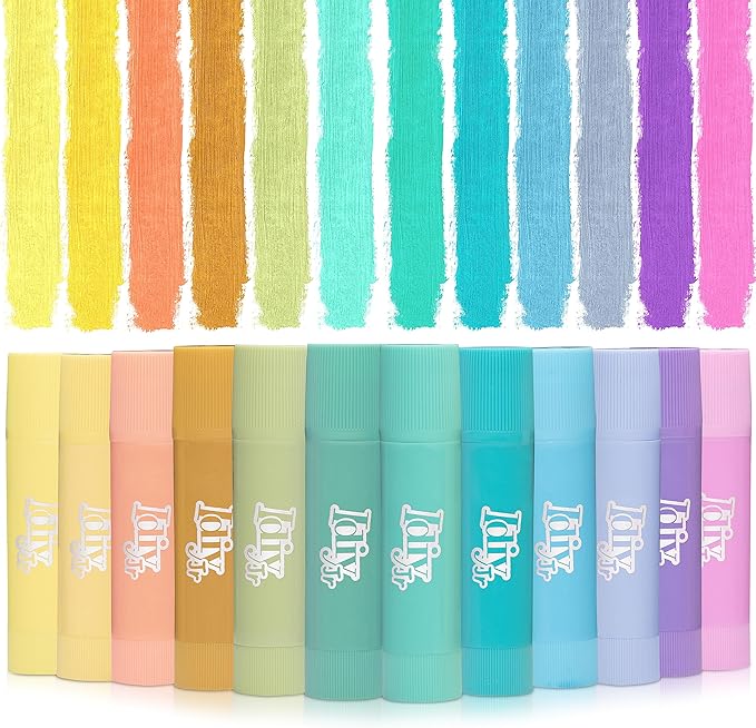 Tempera Paint Sticks- 12 Pack of Pastel Colors- Mess Free Washable Paint, Quick Dry Non-Toxic Arts & Crafts, Classroom School Supplies, Christmas Stocking Stuffers, Holiday Gift Set for Kids & Adults