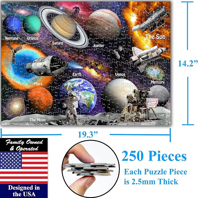 Think2Master Solar System & Space Exploration 250 Pieces Jigsaw Puzzle Great Puzzle for Teens, Adults, Seniors. Great Gift with Larger Pieces. 14.2” X 19.3” - Image 5