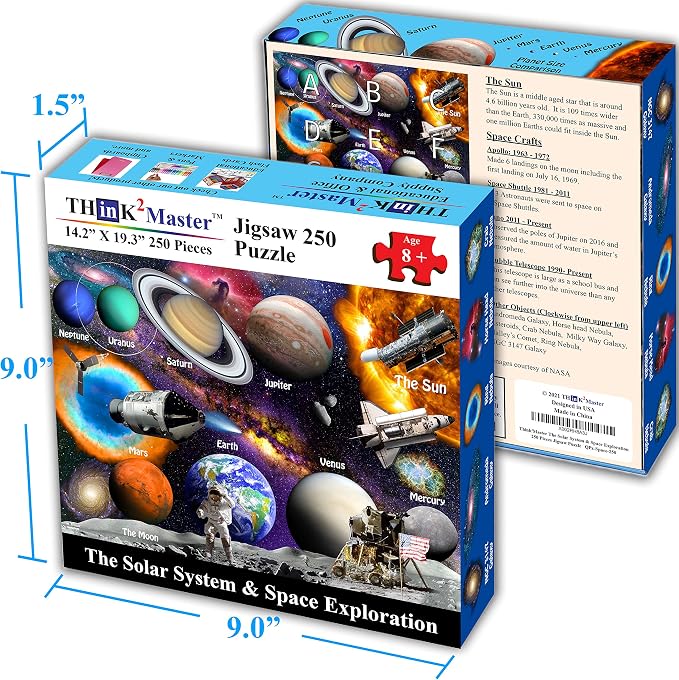 Think2Master Solar System & Space Exploration 250 Pieces Jigsaw Puzzle Great Puzzle for Teens, Adults, Seniors. Great Gift with Larger Pieces. 14.2” X 19.3” - Image 3
