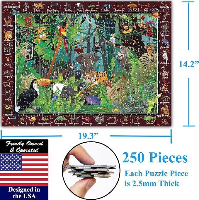 Think2Master Rainforest Jungle Animal 250 Pieces Jigsaw Puzzle for Adults & Seniors. Great Gift with Larger Pieces 14.2” X 19.3” - Image 6