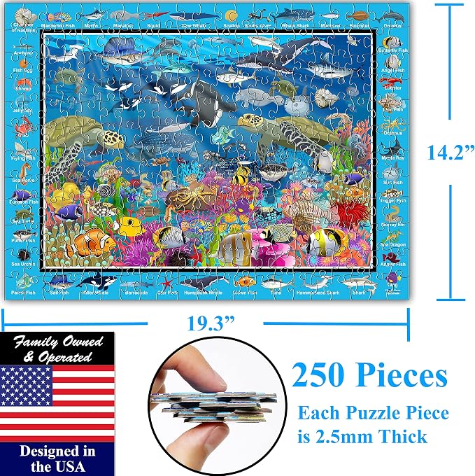 Think2Master Ocean Life 250 Pieces Jigsaw Puzzle. Great Gift Item. 14.2” X 19.3” - Image 5