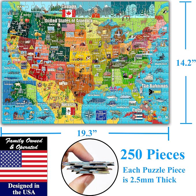 Think2Master United States Map 250 Pieces Jigsaw Puzzle. Great Gift for Adults & Seniors. Easier to Handle Larger Pieces. Size: 14.2” X 19.3” - Image 5