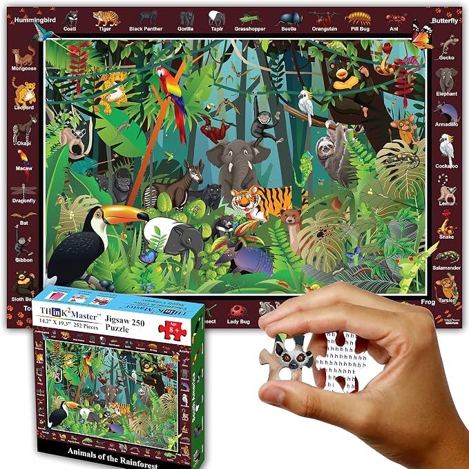 Think2Master Rainforest Jungle Animal 250 Pieces Jigsaw Puzzle for Adults & Seniors. Great Gift with Larger Pieces 14.2” X 19.3” - Image 7
